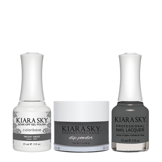 Kiara Sky 3in1 Dipping Powder + Gel Polish + Nail Lacquer, DGL 471, Smokey Smog