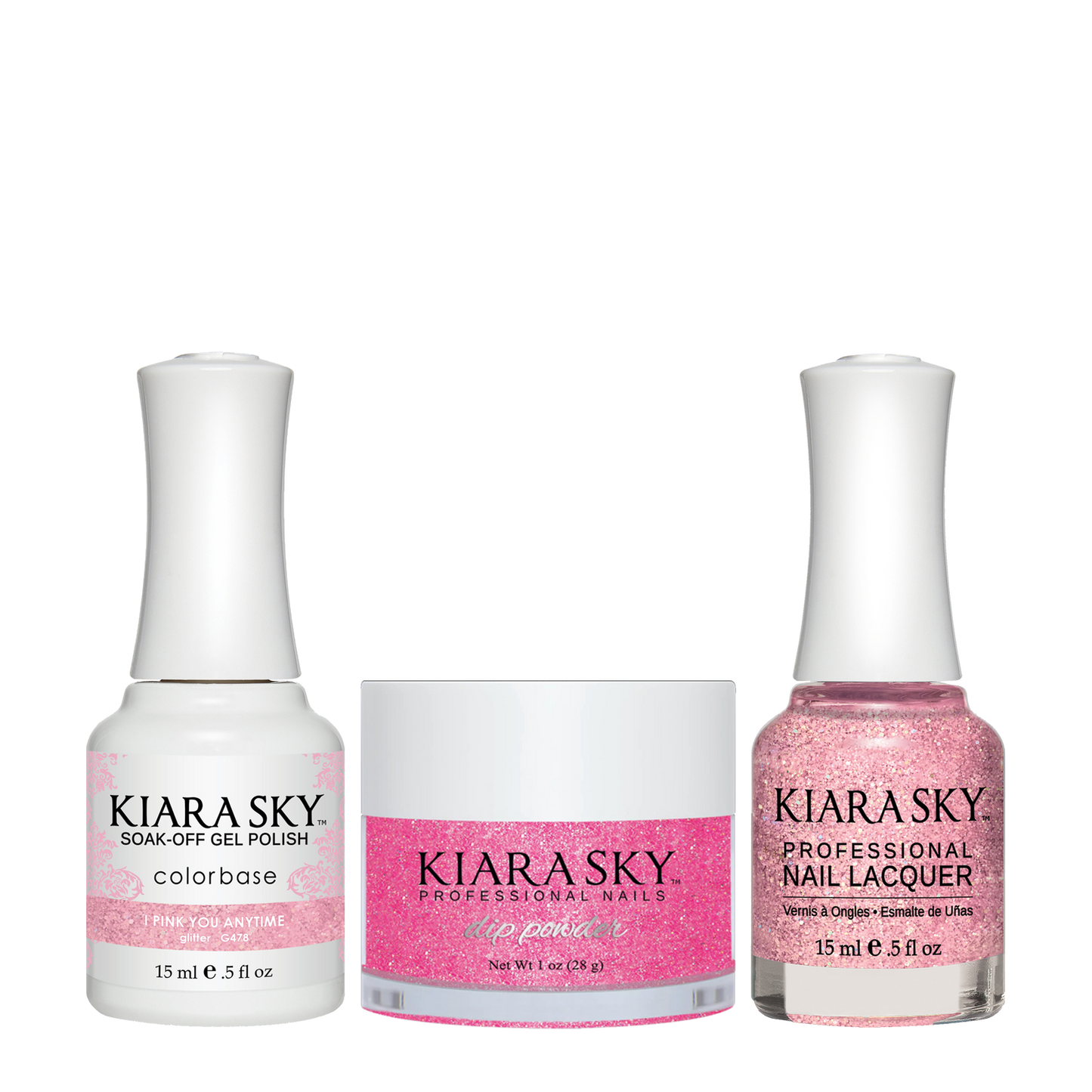 Kiara Sky 3in1 Dipping Powder + Gel Polish + Nail Lacquer, DGL 478, I-Pink-You-Anytime