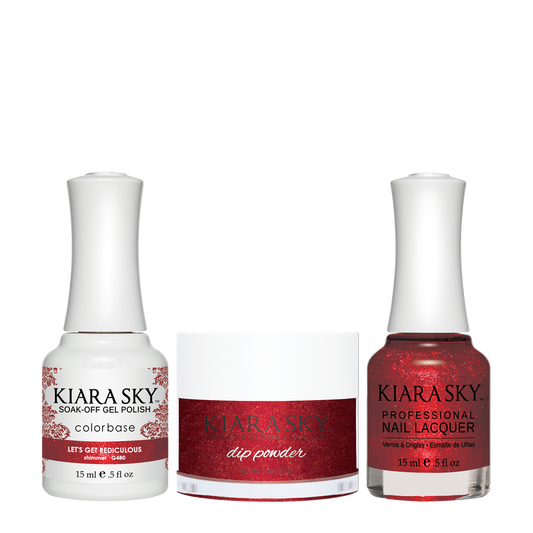 Kiara Sky 3in1 Dipping Powder + Gel Polish + Nail Lacquer, DGL 480, Lets-Get-Rediculous