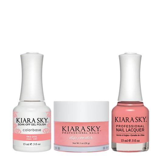 Kiara Sky 3in1 Dipping Powder + Gel Polish + Nail Lacquer, DGL 481, Rag Doll