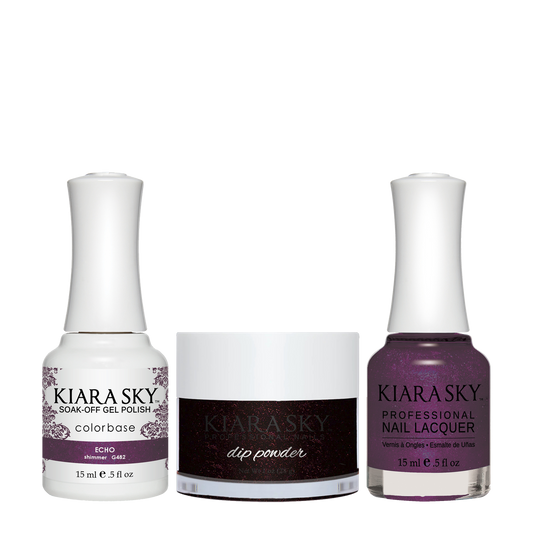 Kiara Sky 3in1 Dipping Powder + Gel Polish + Nail Lacquer, DGL 482, EchoPowder