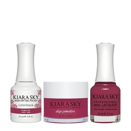 Kiara Sky 3in1 Dipping Powder + Gel Polish + Nail Lacquer, DGL 485, Plum It Up