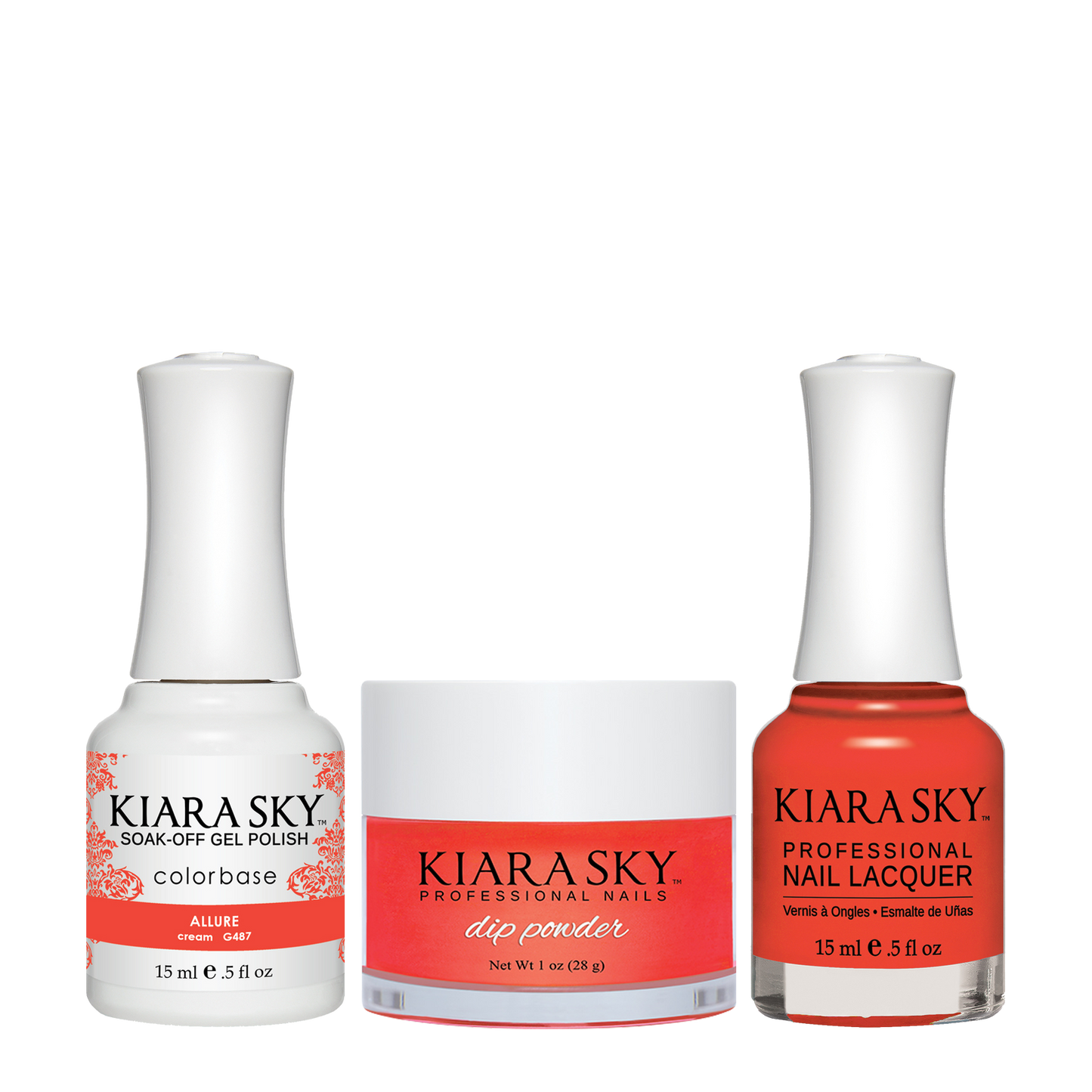 Kiara Sky 3in1 Dipping Powder + Gel Polish + Nail Lacquer, DGL 487, Allure