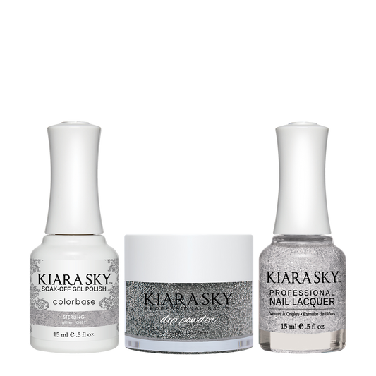 Kiara Sky 3in1 Dipping Powder + Gel Polish + Nail Lacquer, DGL 489, Sterling