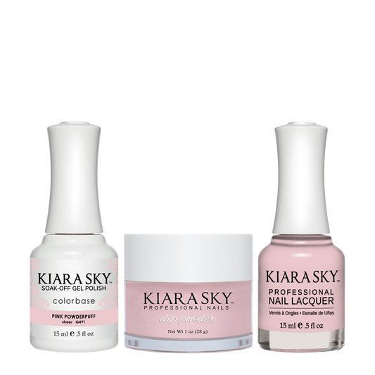 Kiara Sky 3in1 Dipping Powder + Gel Polish + Nail Lacquer, DGL 491, Pink-Powderpuff