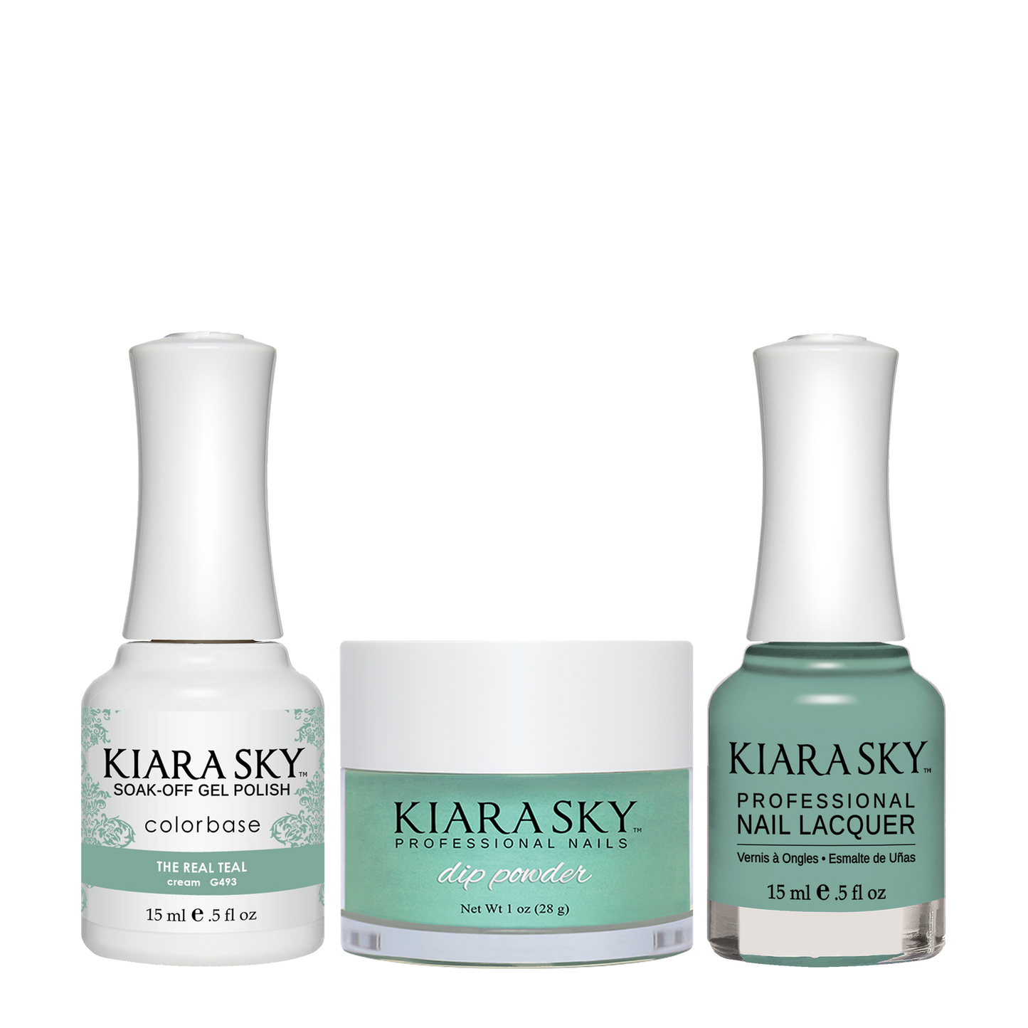 Kiara Sky 3in1 Dipping Powder + Gel Polish + Nail Lacquer, DGL 493, The-Real-Teal