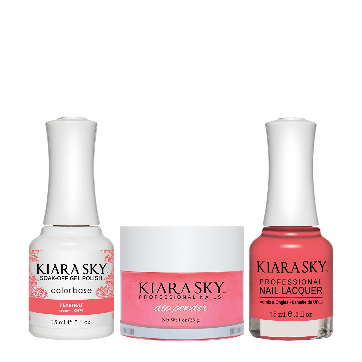 Kiara Sky 3in1 Dipping Powder + Gel Polish + Nail Lacquer, DGL 494, Heartfelt