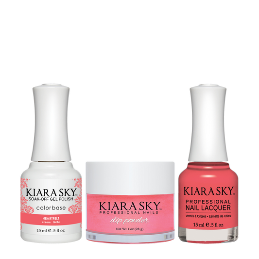 Kiara Sky 3in1 Dipping Powder + Gel Polish + Nail Lacquer, DGL 494, Heartfelt