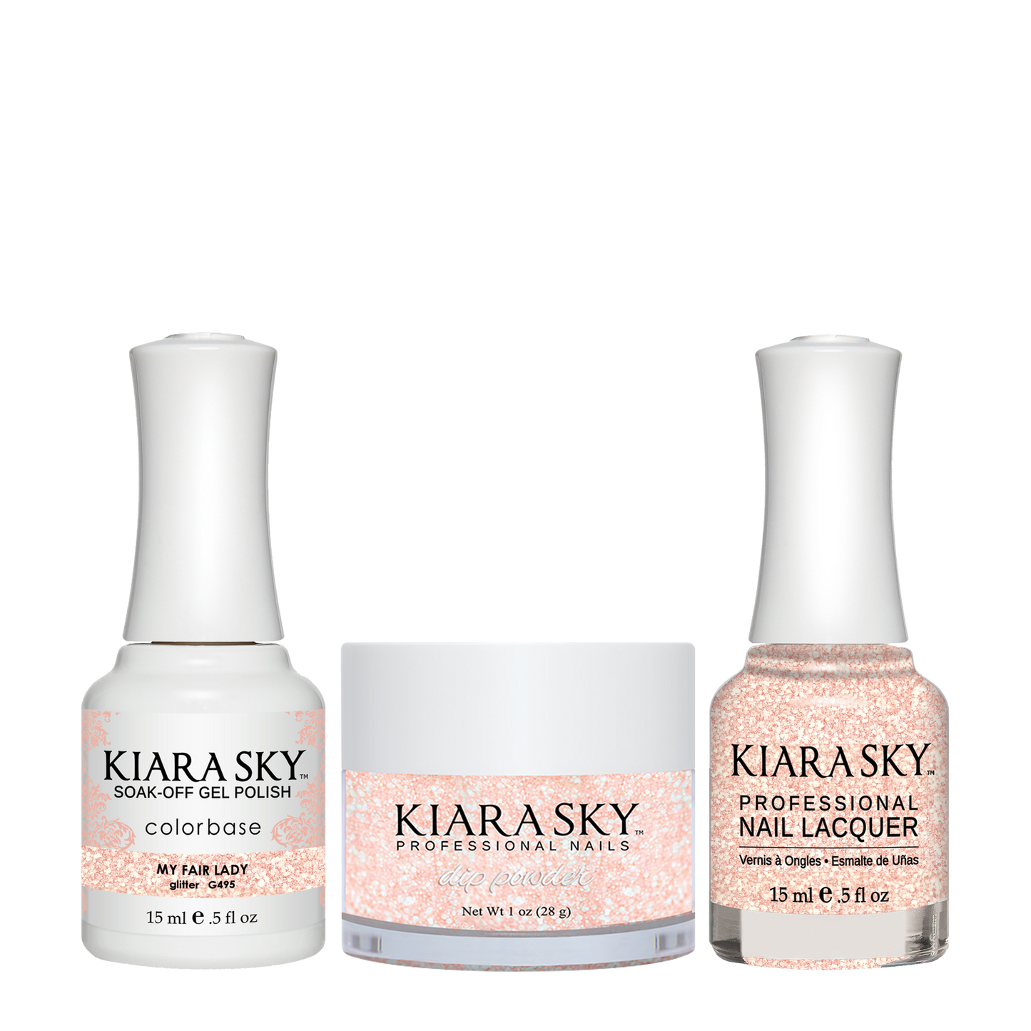 Kiara Sky 3in1 Dipping Powder + Gel Polish + Nail Lacquer, DGL 495, My-Fair-Lady