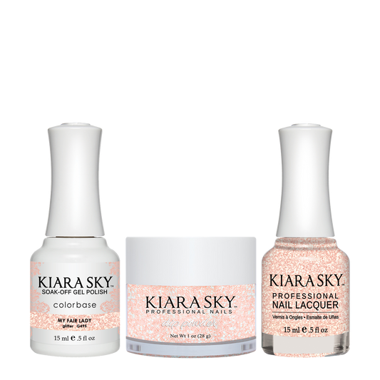 Kiara Sky 3in1 Dipping Powder + Gel Polish + Nail Lacquer, DGL 495, My-Fair-Lady