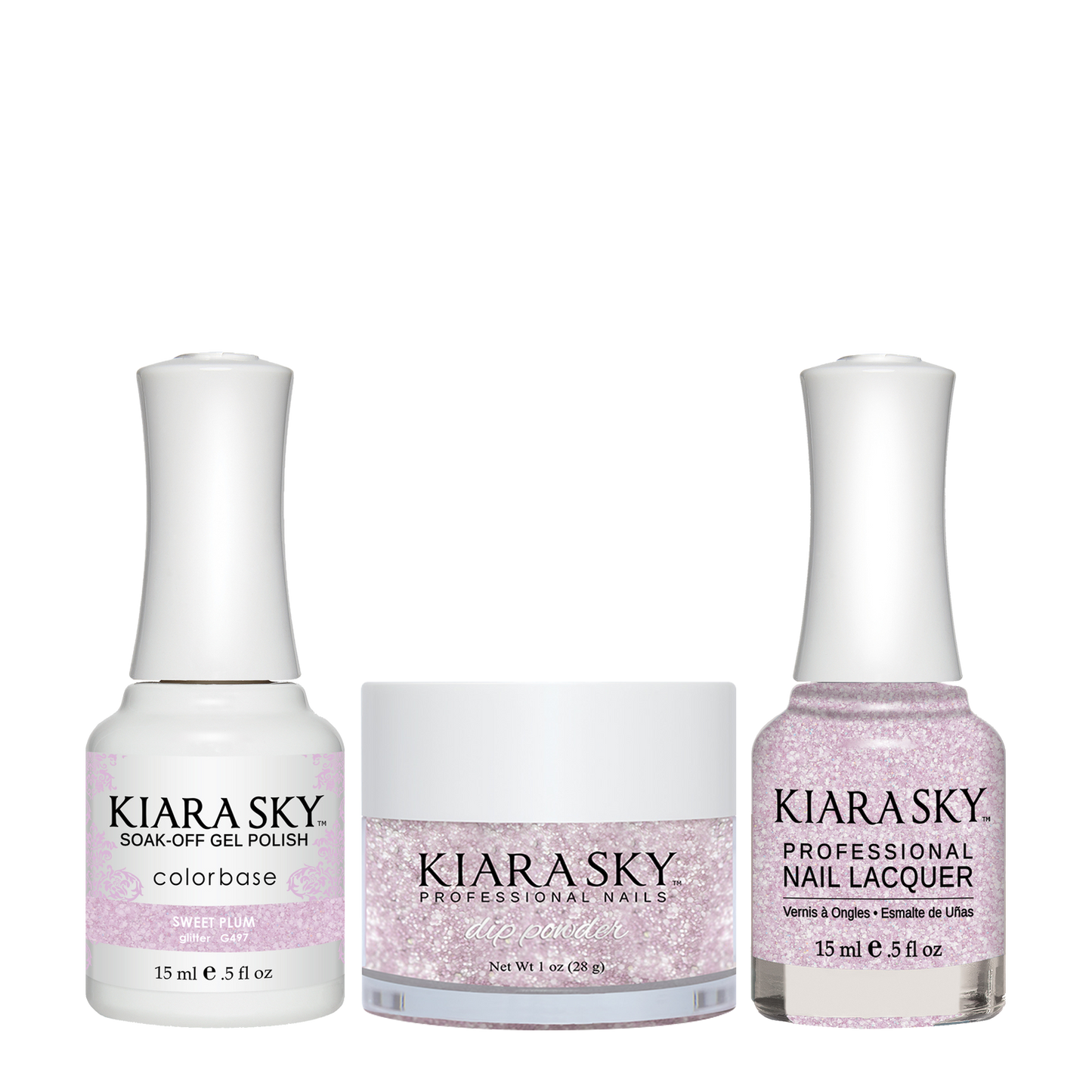 Kiara Sky 3in1 Dipping Powder + Gel Polish + Nail Lacquer, DGL 497, Sweet Plum