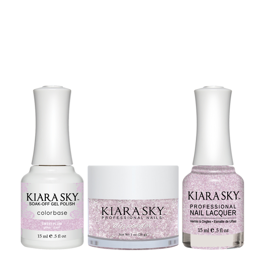 Kiara Sky 3in1 Dipping Powder + Gel Polish + Nail Lacquer, DGL 497, Sweet Plum