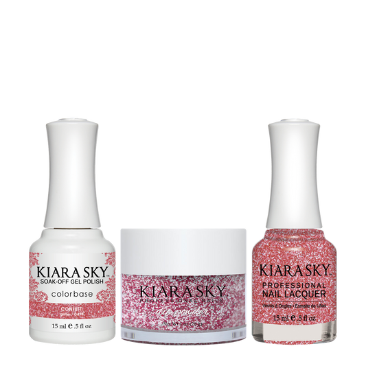 Kiara Sky 3in1 Dipping Powder + Gel Polish + Nail Lacquer, DGL 498, Confetti