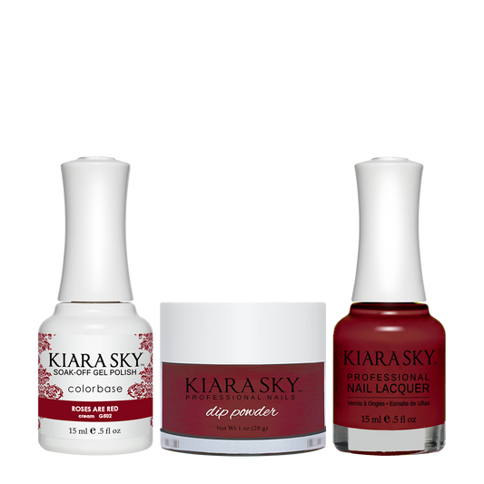 Kiara Sky 3in1 Dipping Powder + Gel Polish + Nail Lacquer, DGL 502, Roses Are Red