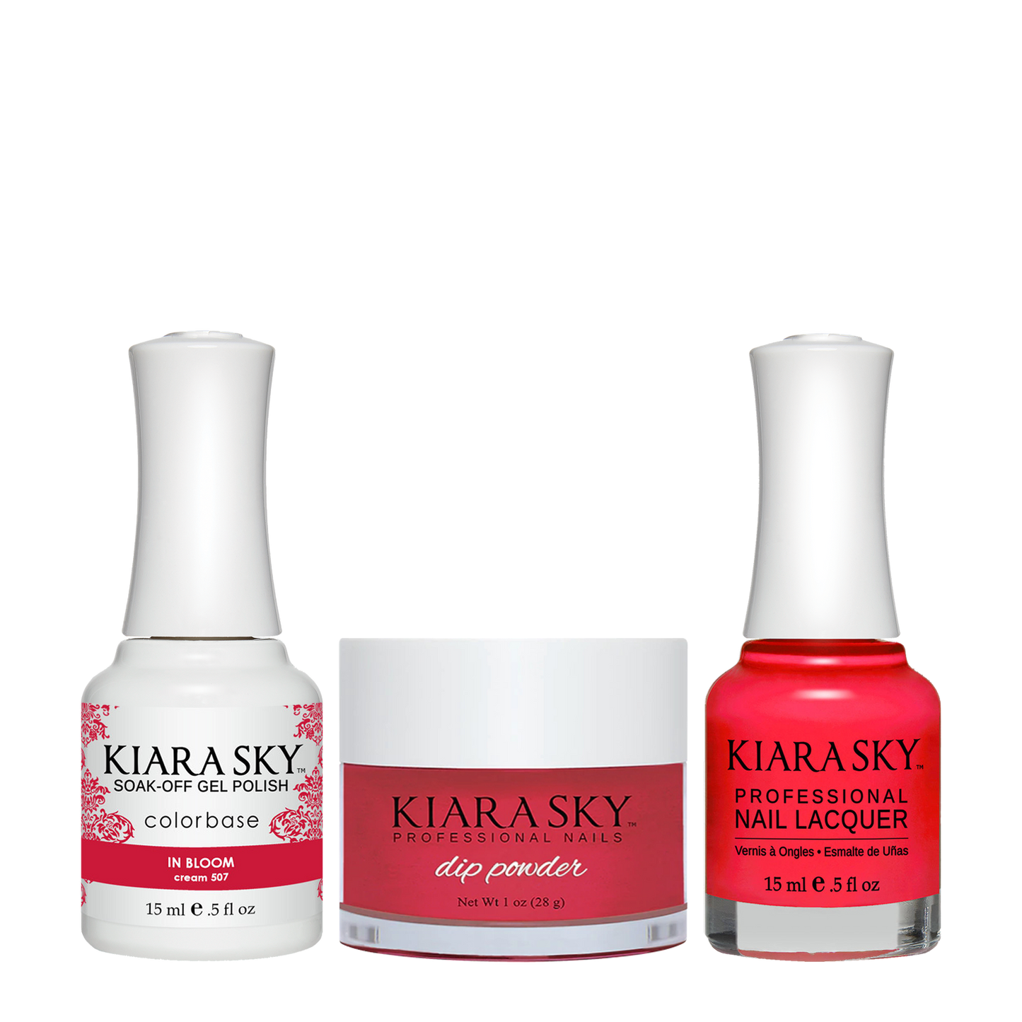 Kiara Sky 3in1 Dipping Powder + Gel Polish + Nail Lacquer, DGL 507, In Bloom