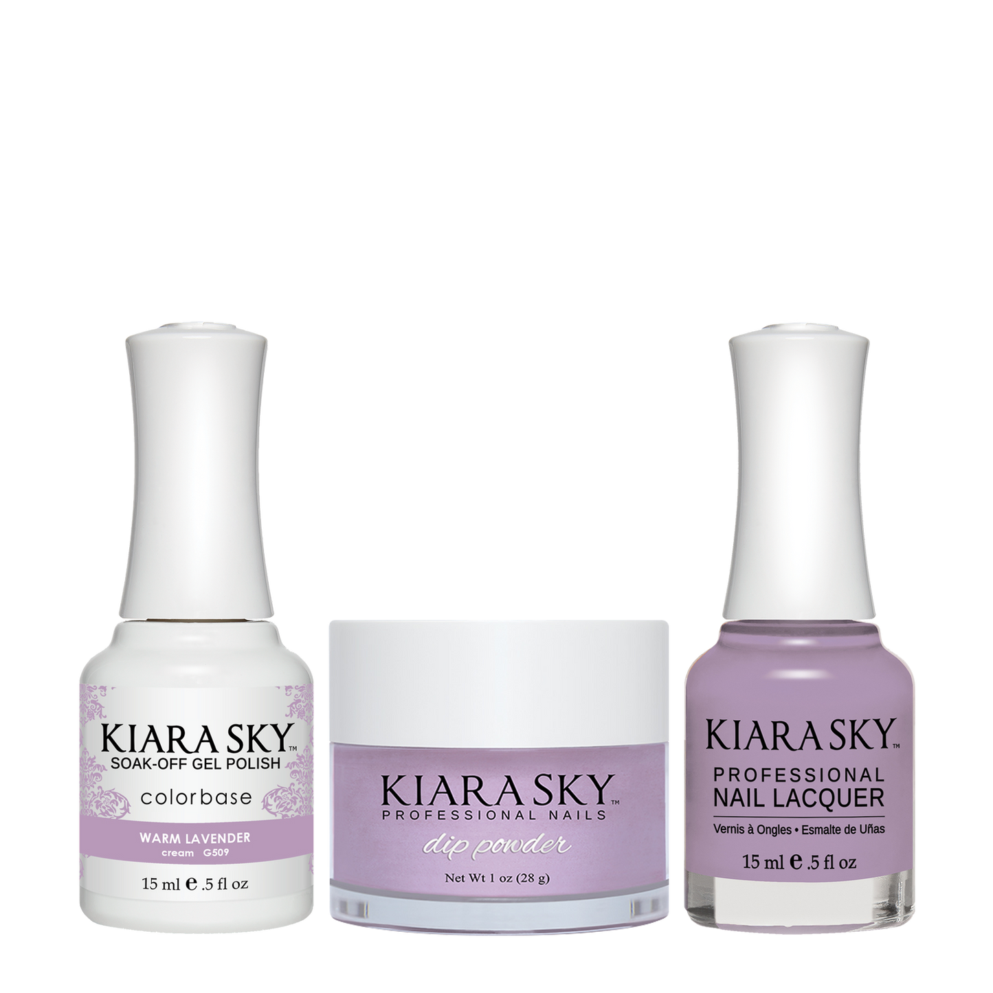 Kiara Sky 3in1 Dipping Powder + Gel Polish + Nail Lacquer, DGL 509, Warm-Lavender