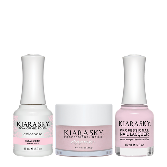 Kiara Sky 3in1 Dipping Powder + Gel Polish + Nail Lacquer, DGL 510, Rural-St-Pink