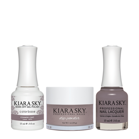 Kiara Sky 3in1 Dipping Powder + Gel Polish + Nail Lacquer, DGL 512, Country-Chic