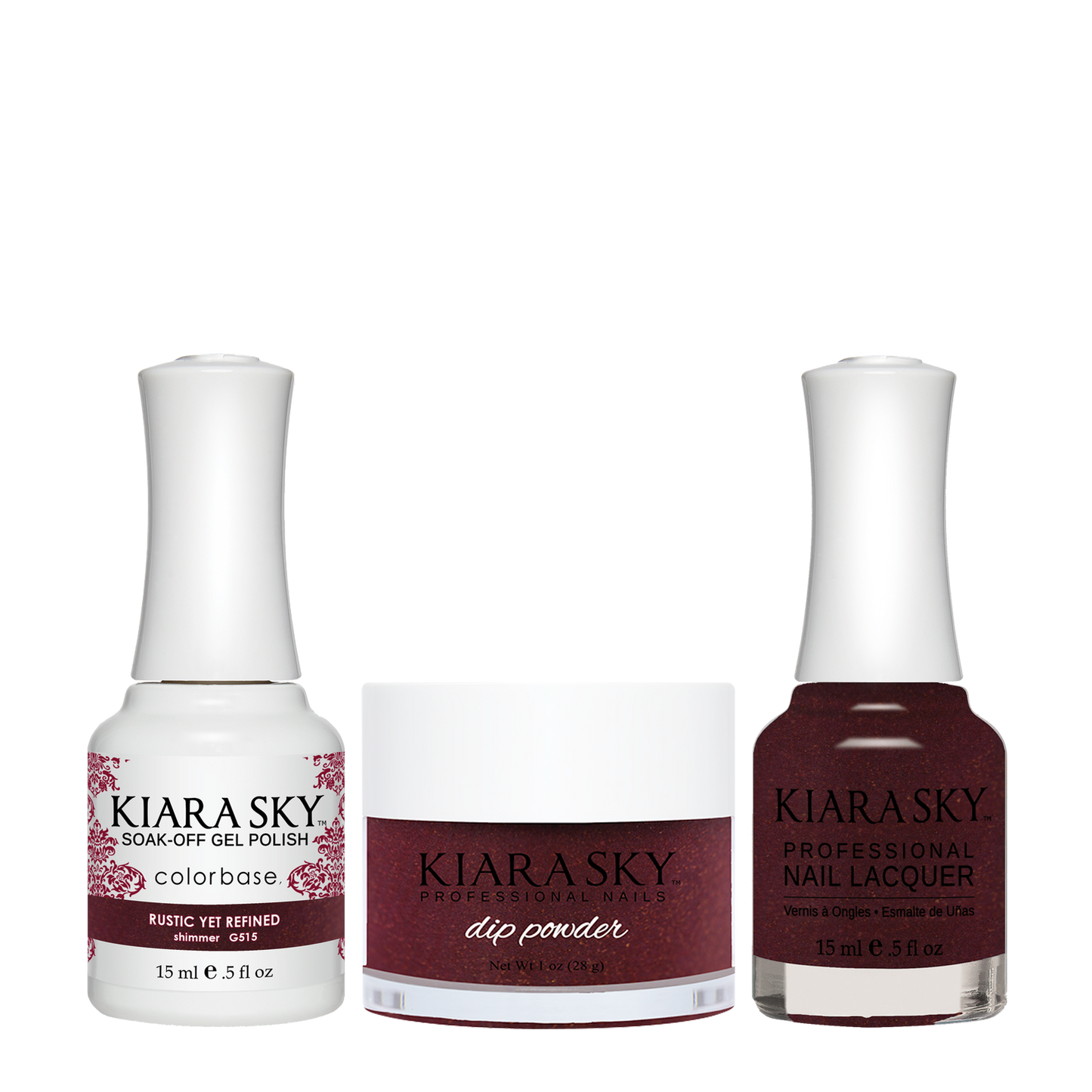 Kiara Sky 3in1 Dipping Powder + Gel Polish + Nail Lacquer, DGL 515, Rustic Yet Refined