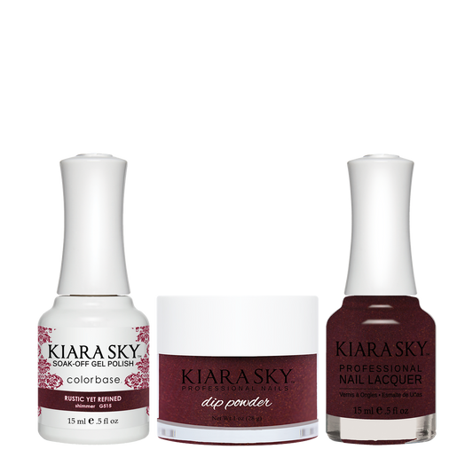 Kiara Sky 3in1 Dipping Powder + Gel Polish + Nail Lacquer, DGL 515, Rustic Yet Refined