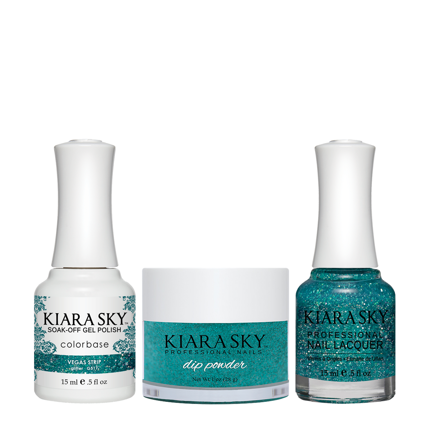 Kiara Sky 3in1 Dipping Powder + Gel Polish + Nail Lacquer, DGL 517, Vegas Strip