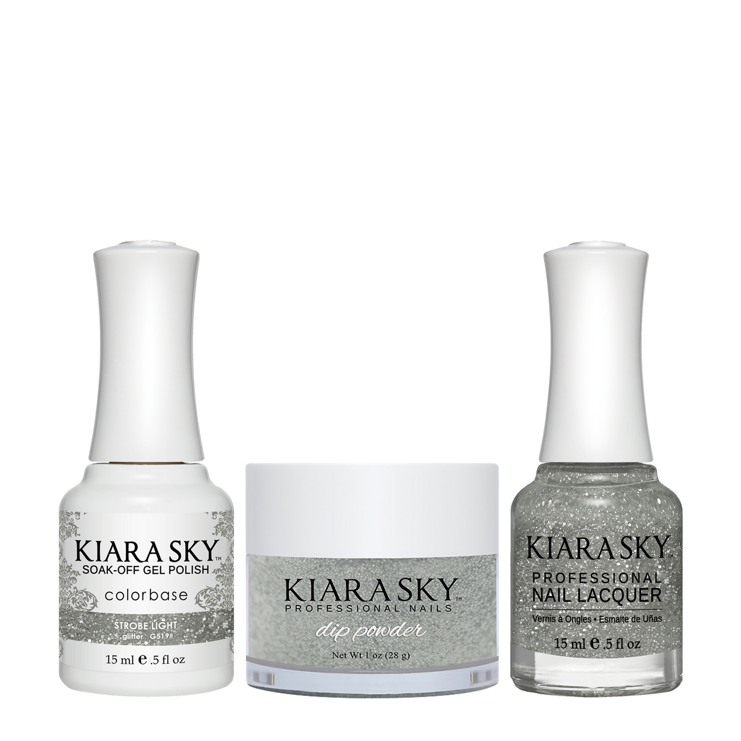 Kiara Sky 3in1 Dipping Powder + Gel Polish + Nail Lacquer, DGL 519, Strobe Light