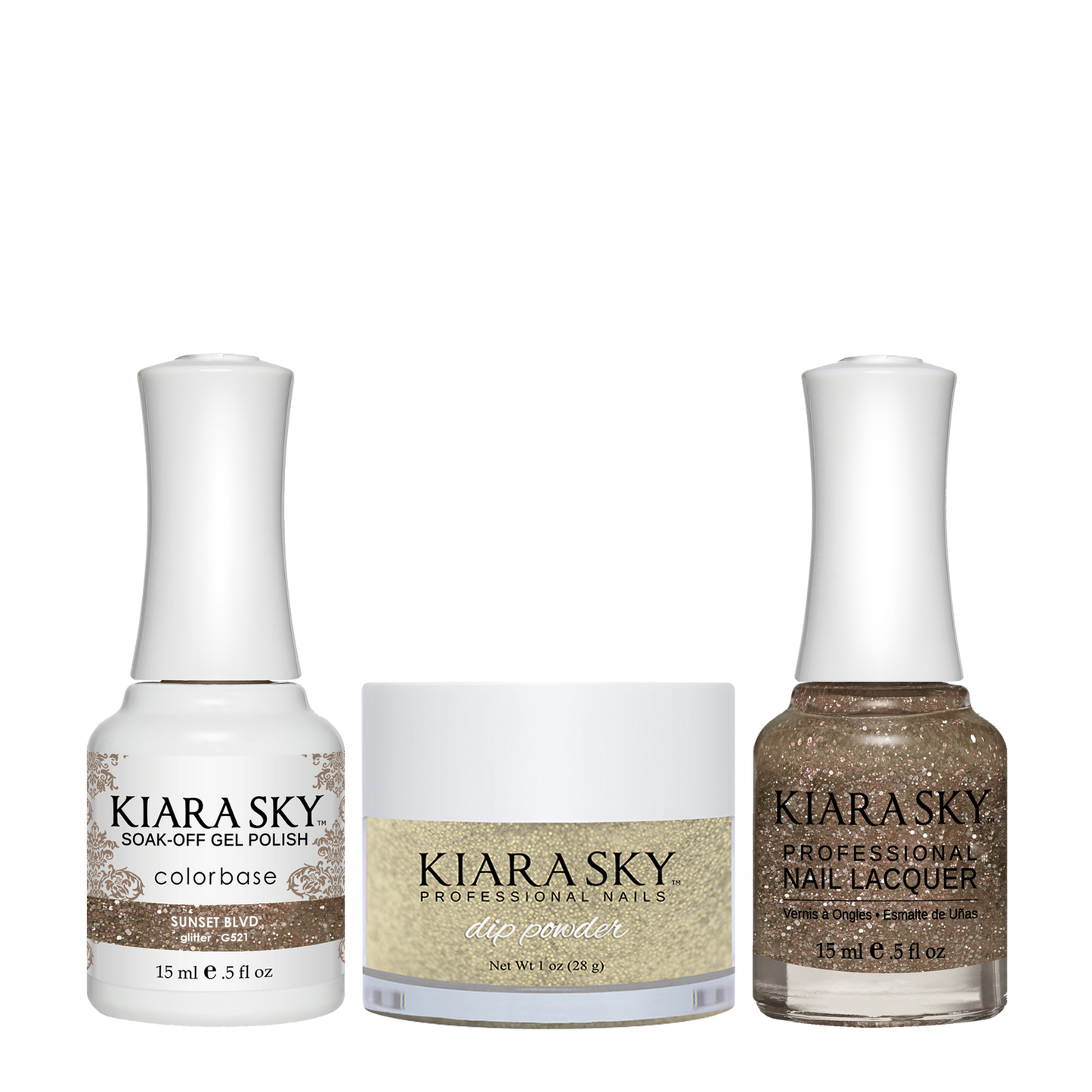 Kiara Sky 3in1 Dipping Powder + Gel Polish + Nail Lacquer, DGL 521, Sunset BLVD