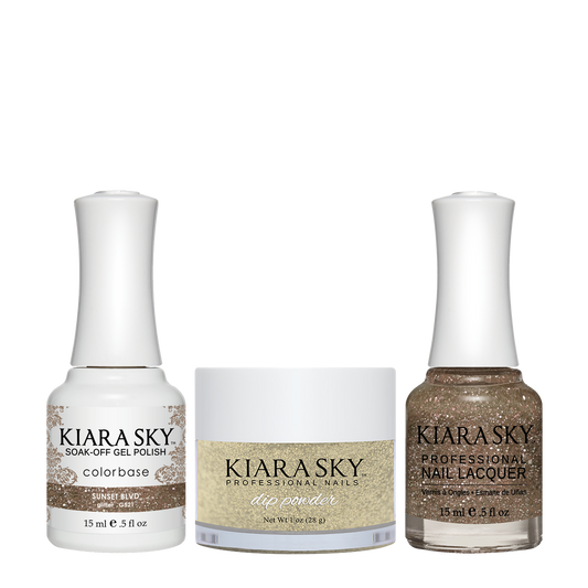 Kiara Sky 3in1 Dipping Powder + Gel Polish + Nail Lacquer, DGL 521, Sunset BLVD