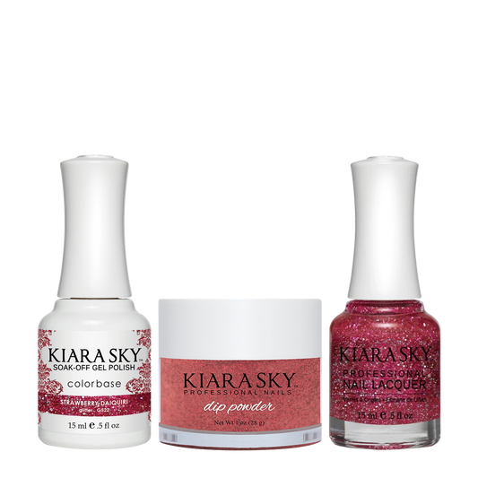 Kiara Sky 3in1 Dipping Powder + Gel Polish + Nail Lacquer, DGL 522, Strawberry Daiquiri