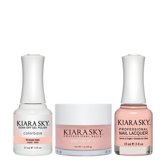 Kiara Sky 3in1 Dipping Powder + Gel Polish + Nail Lacquer, DGL 523, Tickled Pink