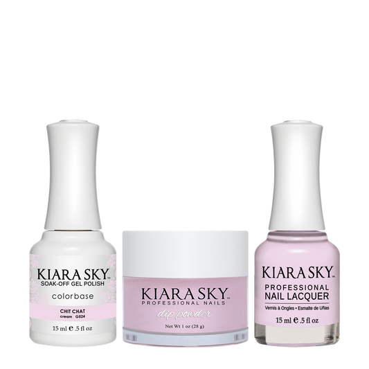 Kiara Sky 3in1 Dipping Powder + Gel Polish + Nail Lacquer, DGL 524, Chit Chat