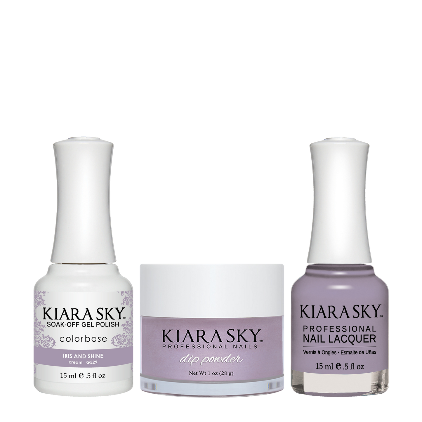 Kiara Sky 3in1 Dipping Powder + Gel Polish + Nail Lacquer, DGL 529, Iris And Shine