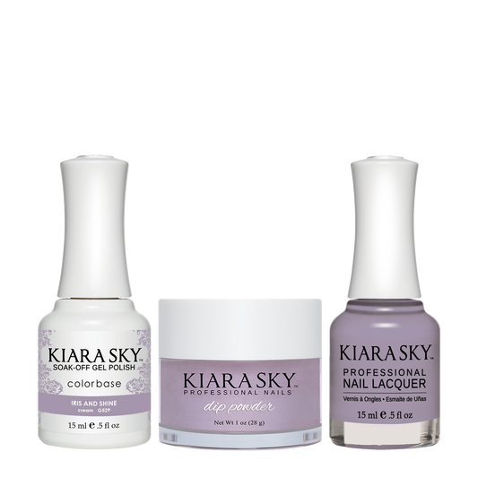 Kiara Sky 3in1 Dipping Powder + Gel Polish + Nail Lacquer, DGL 529, Iris And Shine