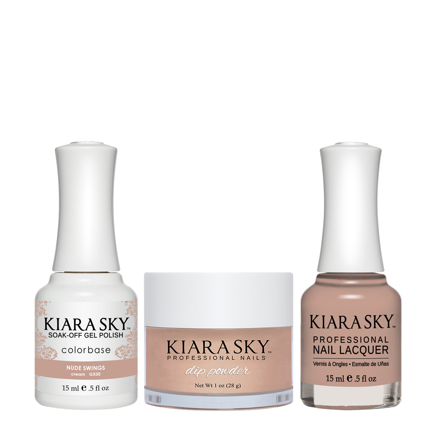 Kiara Sky 3in1 Dipping Powder + Gel Polish + Nail Lacquer, DGL 530, Nude Swings