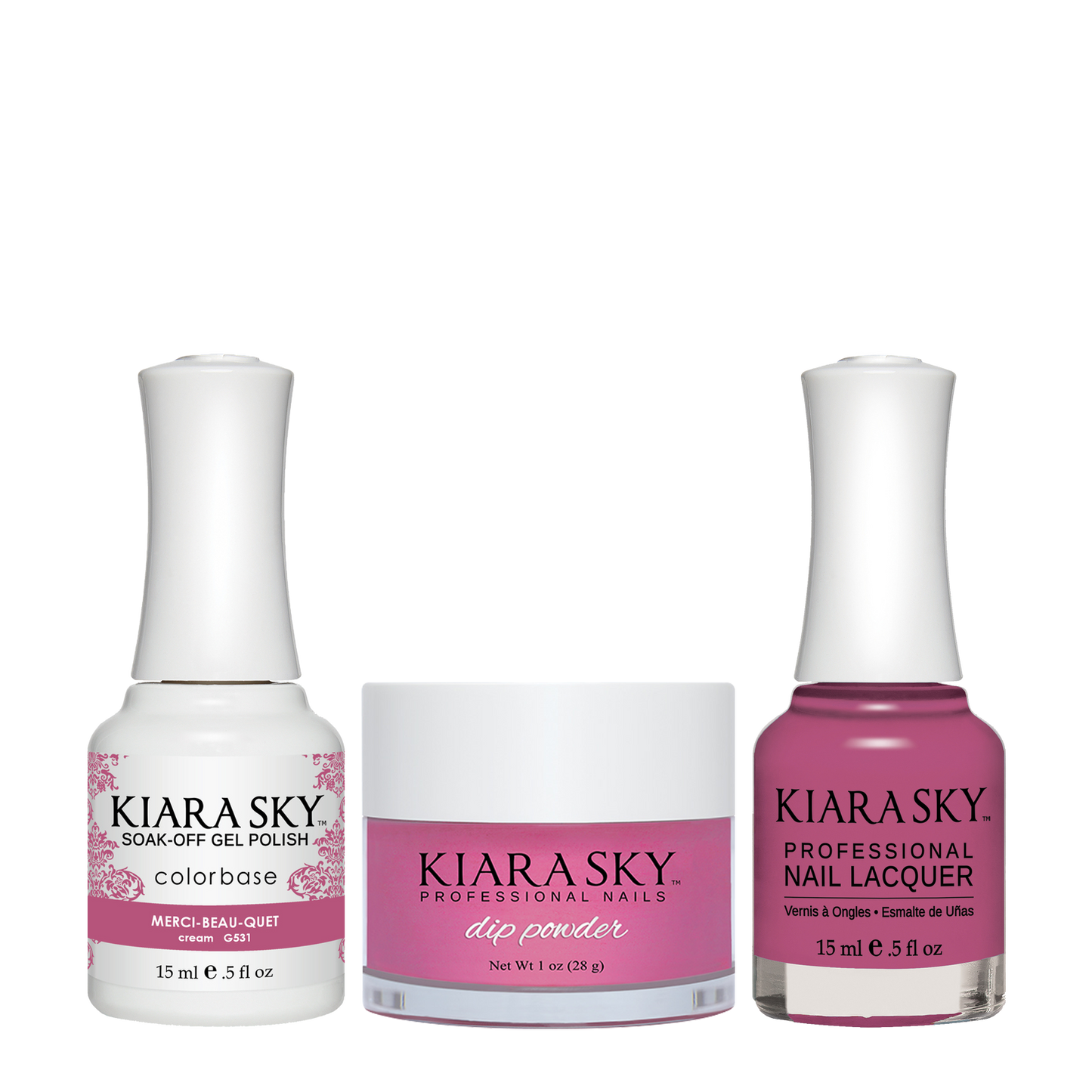 Kiara Sky 3in1 Dipping Powder + Gel Polish + Nail Lacquer, DGL 531, Merci Beau Quet