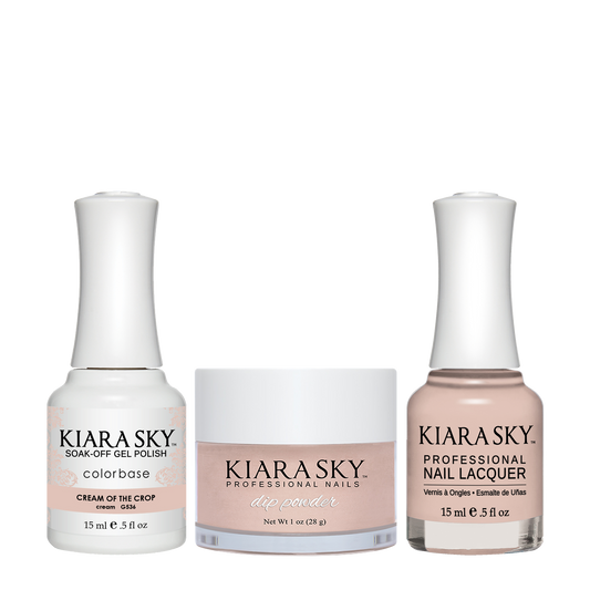 Kiara Sky 3in1 Dipping Powder + Gel Polish + Nail Lacquer, DGL 536, Cream Of The Crop