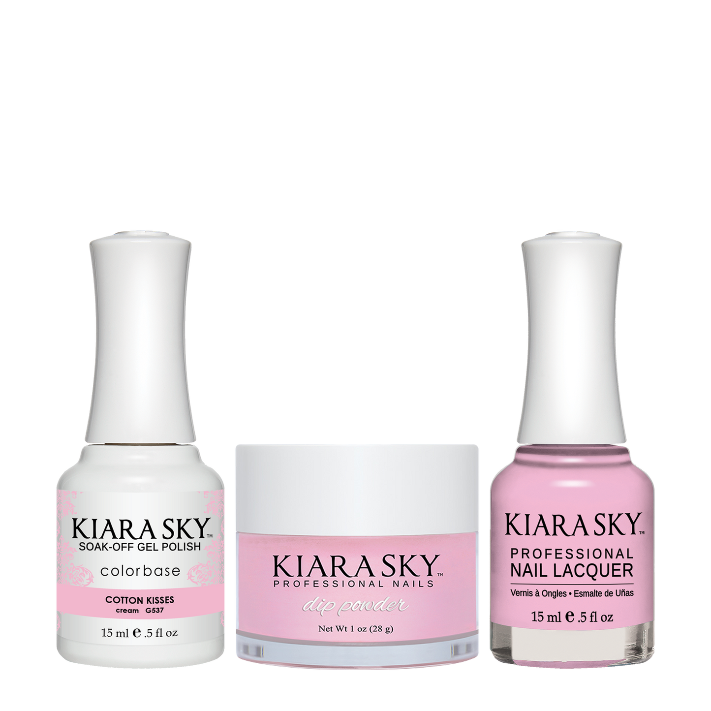 Kiara Sky 3in1 Dipping Powder + Gel Polish + Nail Lacquer, DGL 537, Cotton Kisses