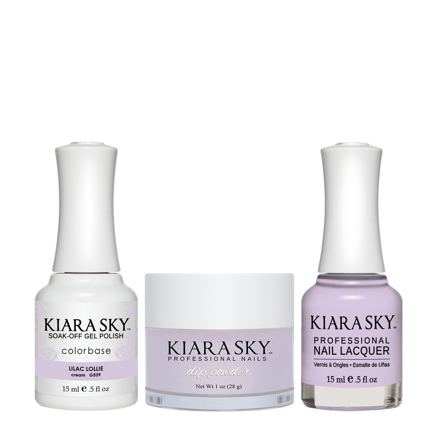 Kiara Sky 3in1 Dipping Powder + Gel Polish + Nail Lacquer, DGL 539, Lilac Lollie