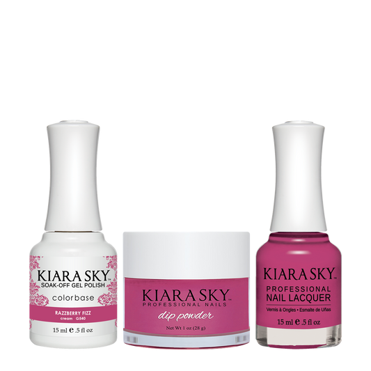 Kiara Sky 3in1 Dipping Powder + Gel Polish + Nail Lacquer, DGL 540, Razzberry Fizz