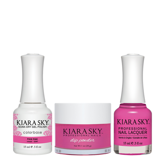 Kiara Sky 3in1 Dipping Powder + Gel Polish + Nail Lacquer, DGL 541, Pixie Pink