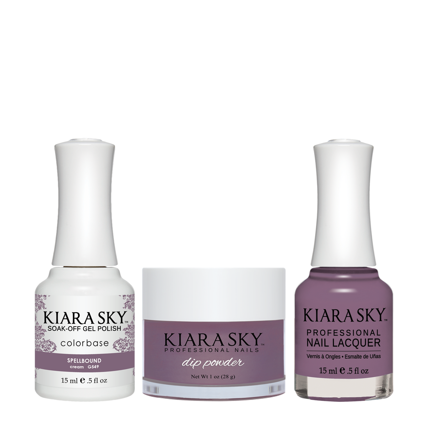 Kiara Sky 3in1 Dipping Powder + Gel Polish + Nail Lacquer, DGL 549, Spellbound