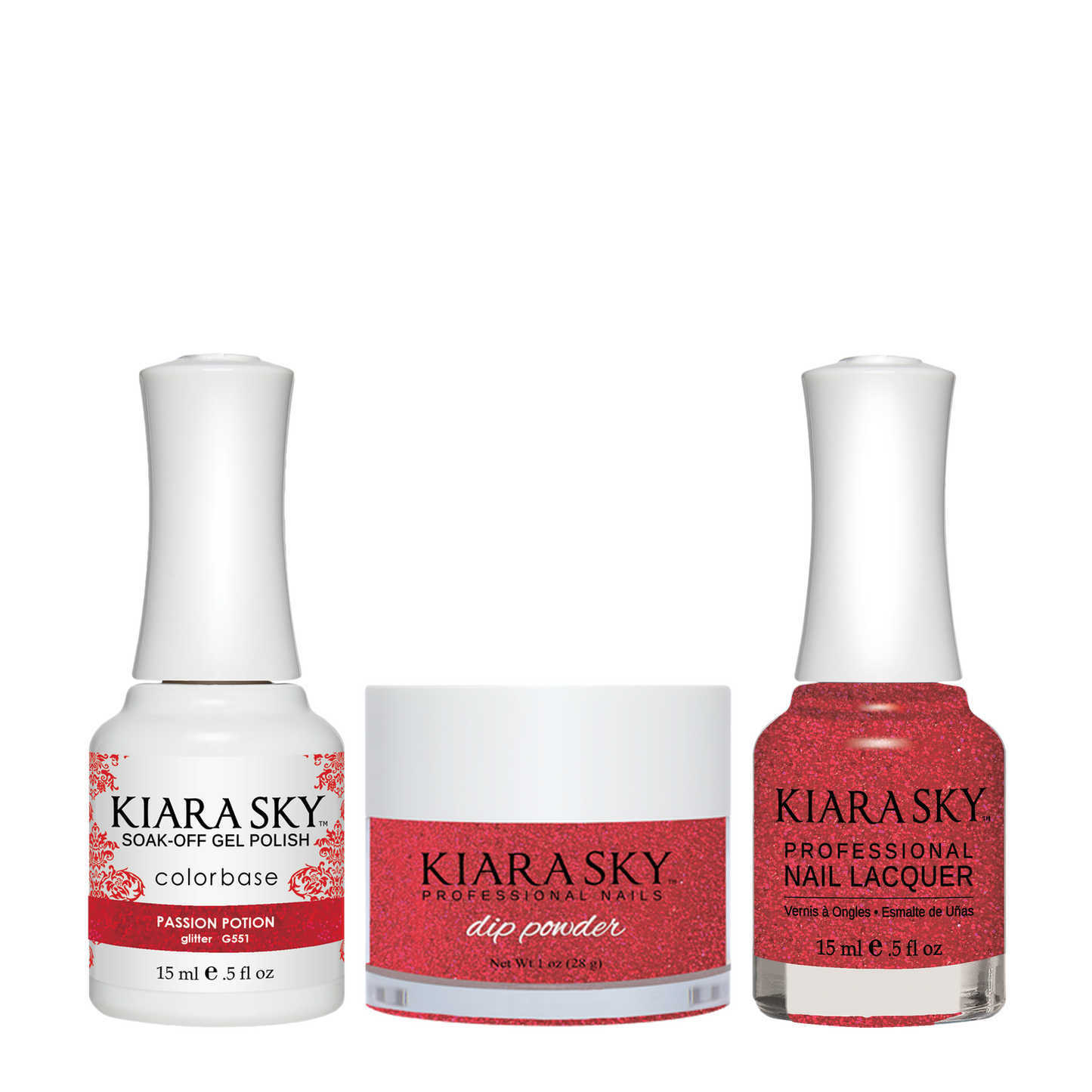 Kiara Sky 3in1 Dipping Powder + Gel Polish + Nail Lacquer, DGL 551, Passion Potion