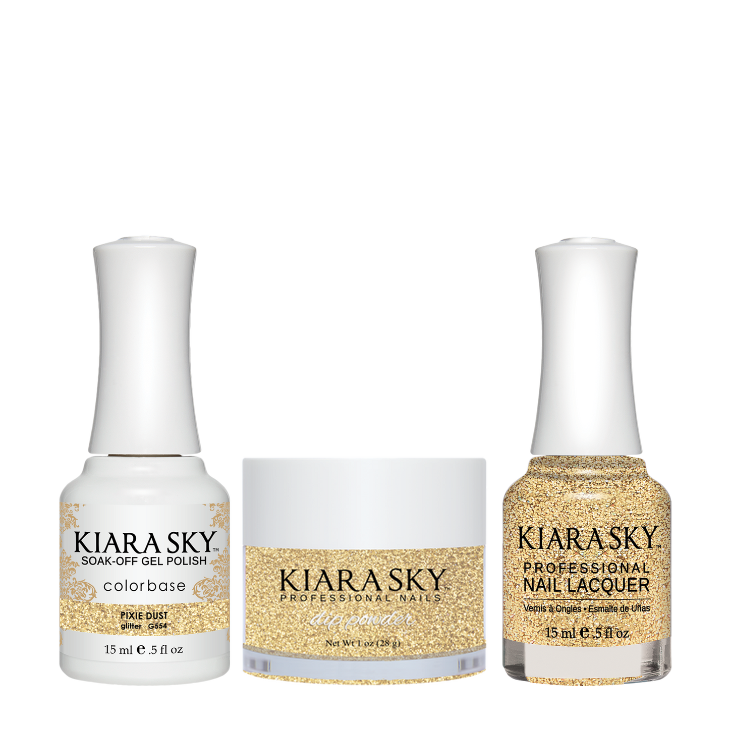 Kiara Sky 3in1 Dipping Powder + Gel Polish + Nail Lacquer, DGL 554, Pixie Dust