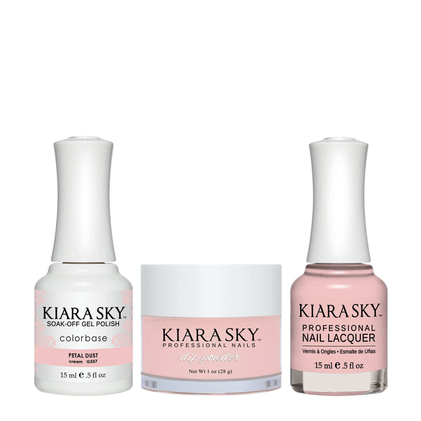 Kiara Sky 3in1 Dipping Powder + Gel Polish + Nail Lacquer, DGL 557, Petal Dust