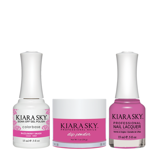 Kiara Sky 3in1 Dipping Powder + Gel Polish + Nail Lacquer, DGL 564, Razzleberry Smash