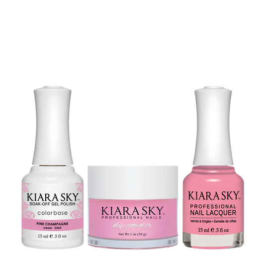 Kiara Sky 3in1 Dipping Powder + Gel Polish + Nail Lacquer, DGL 565, Pink Champagne