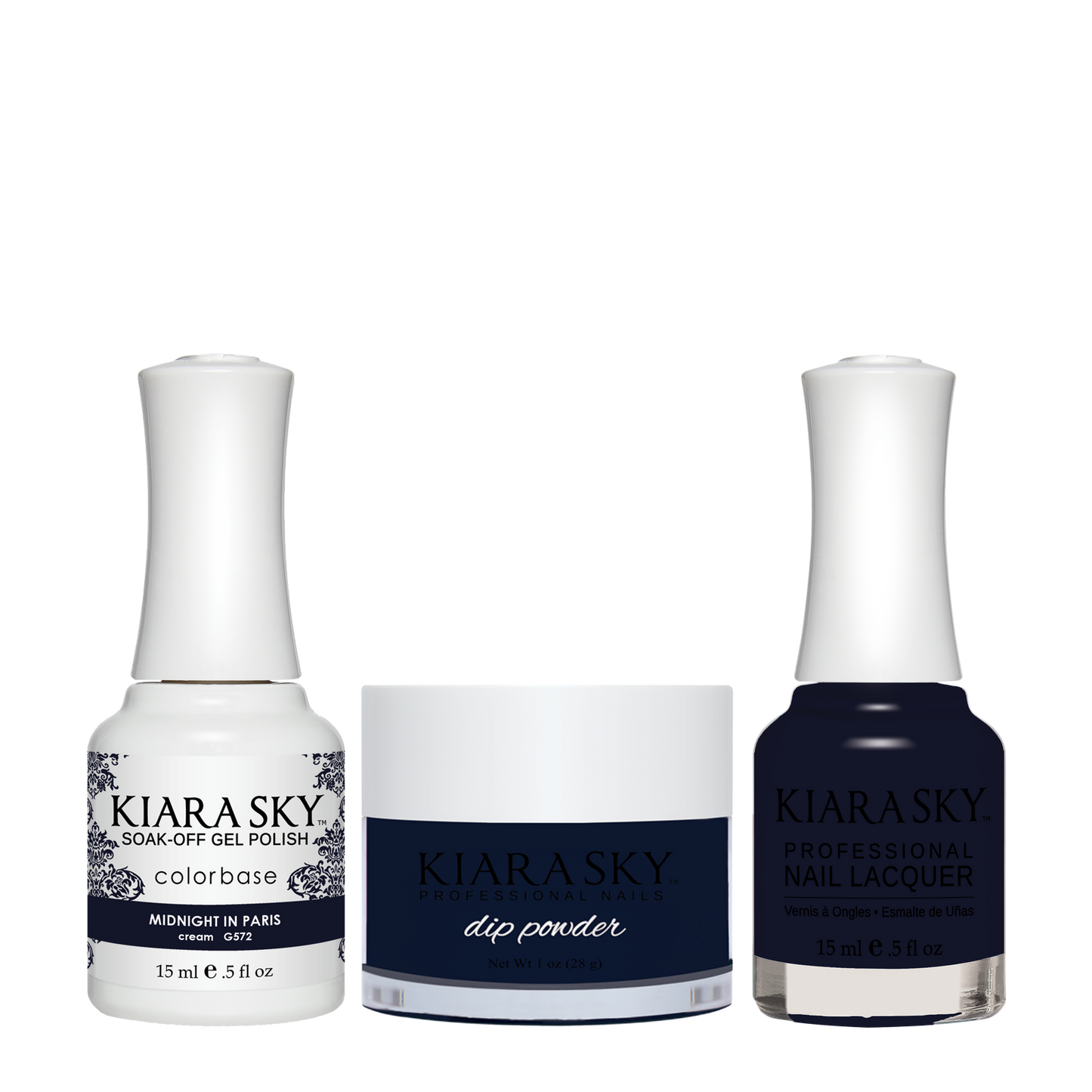 Kiara Sky 3in1 Dipping Powder + Gel Polish + Nail Lacquer, DGL 572, Midnight In Paris