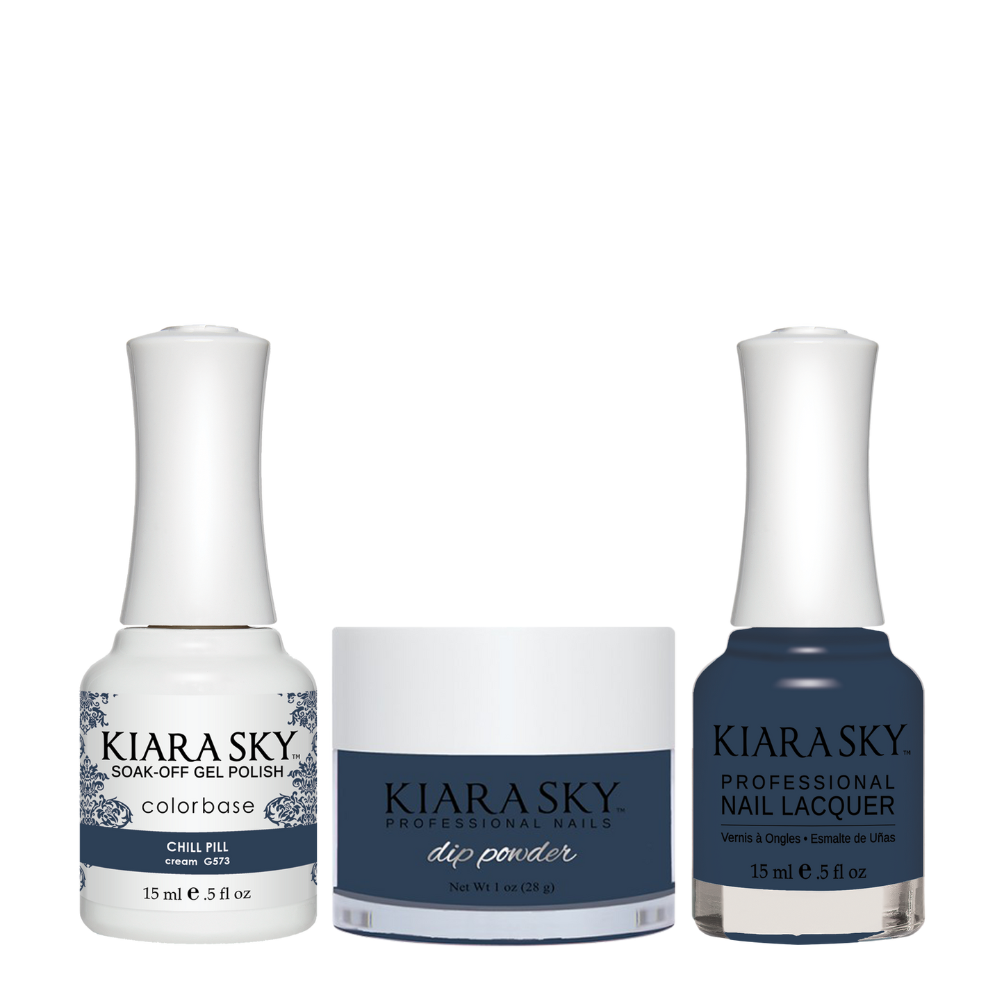 Kiara Sky 3in1 Dipping Powder + Gel Polish + Nail Lacquer, DGL 573, Chill Pill