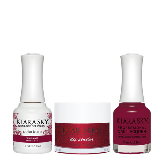 Kiara Sky 3in1 Dipping Powder + Gel Polish + Nail Lacquer, DGL 576, Wine Not