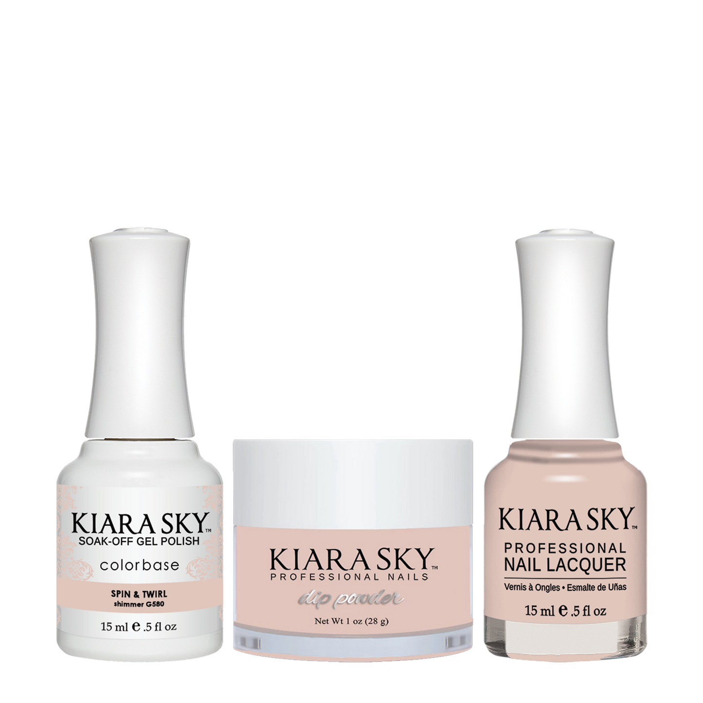 Kiara Sky 3in1 Dipping Powder + Gel Polish + Nail Lacquer, DGL 580, Spin Twirl